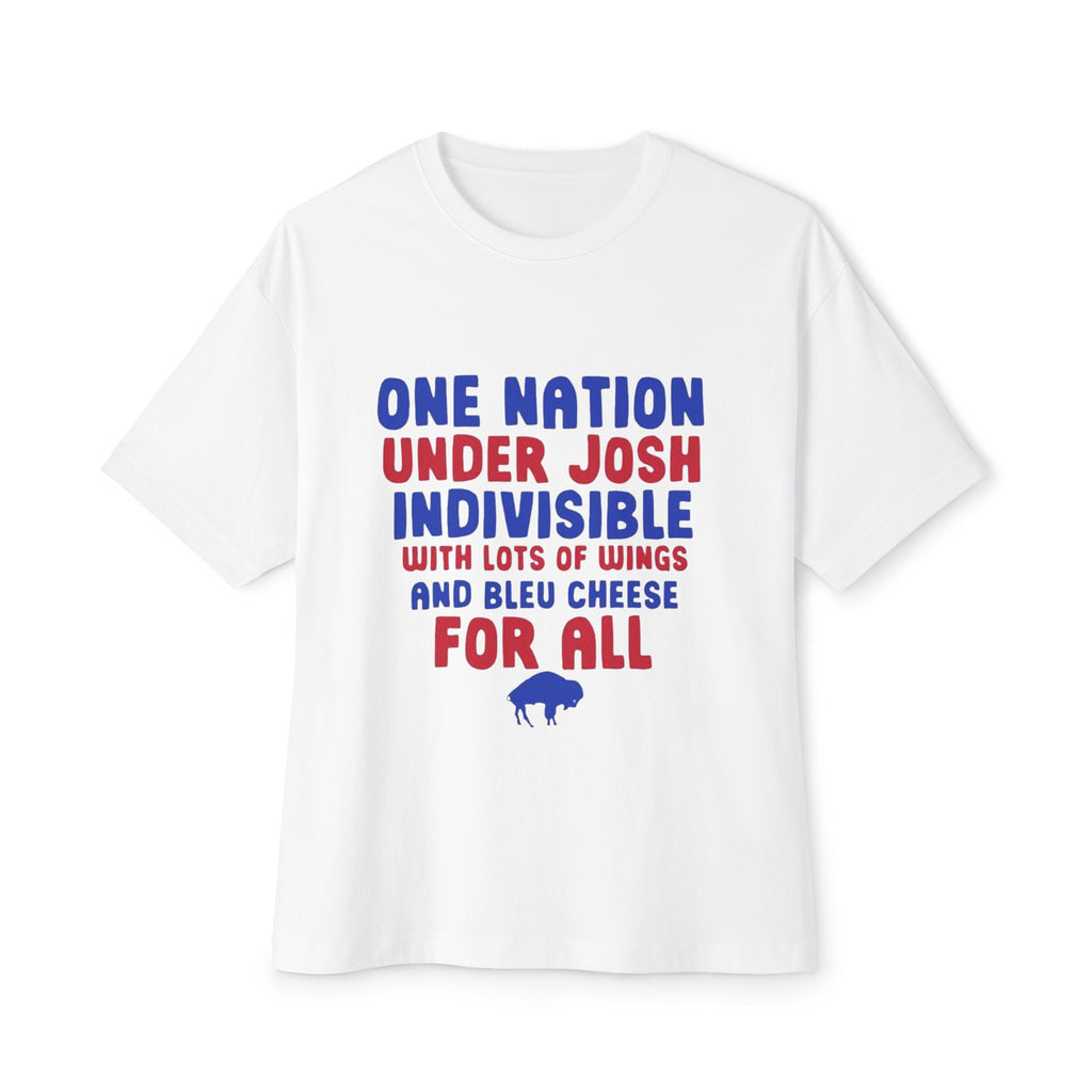 Buffalo Bills T‑Shirt — "One Nation Under Josh, Indivisible" Patriotic Buffalo Wings & Bleu Cheese Tee